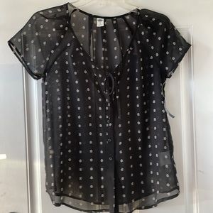 Old Navy Sheer Black and White Blouse, XS